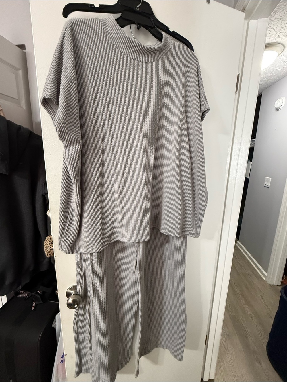 Zara Light Gray Waffle-Knit  Set